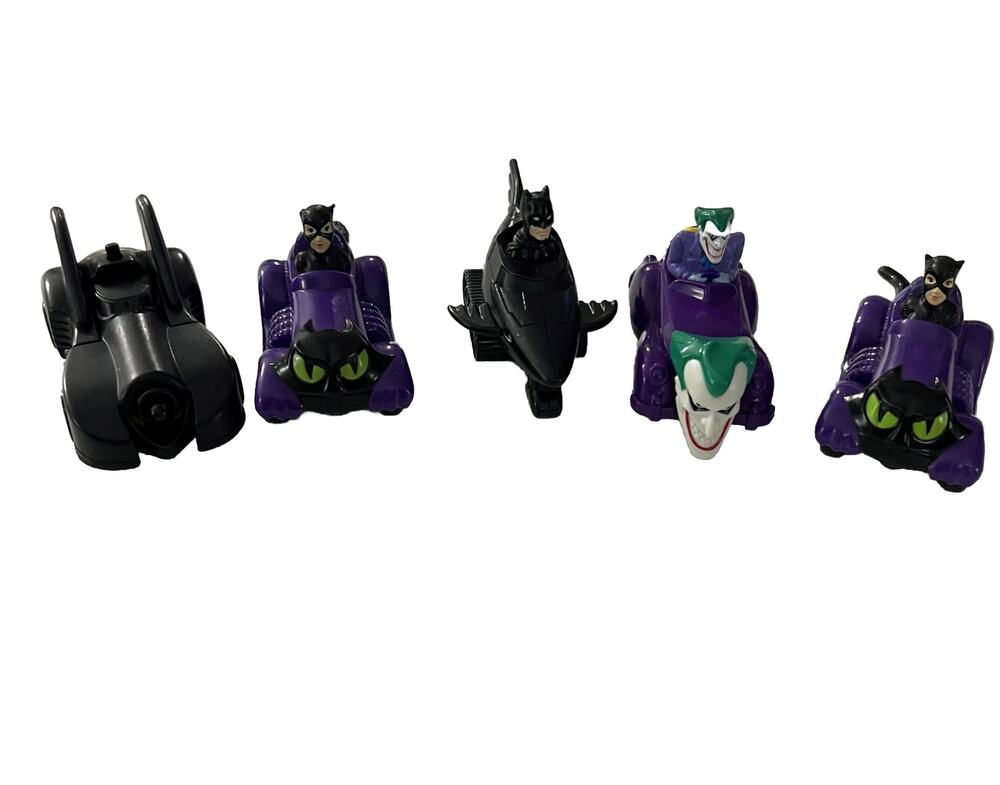 Vintage 1991-93 Mcdonald's Lot of 5 Action Figure Joker, Cat Woman & Batman Toy